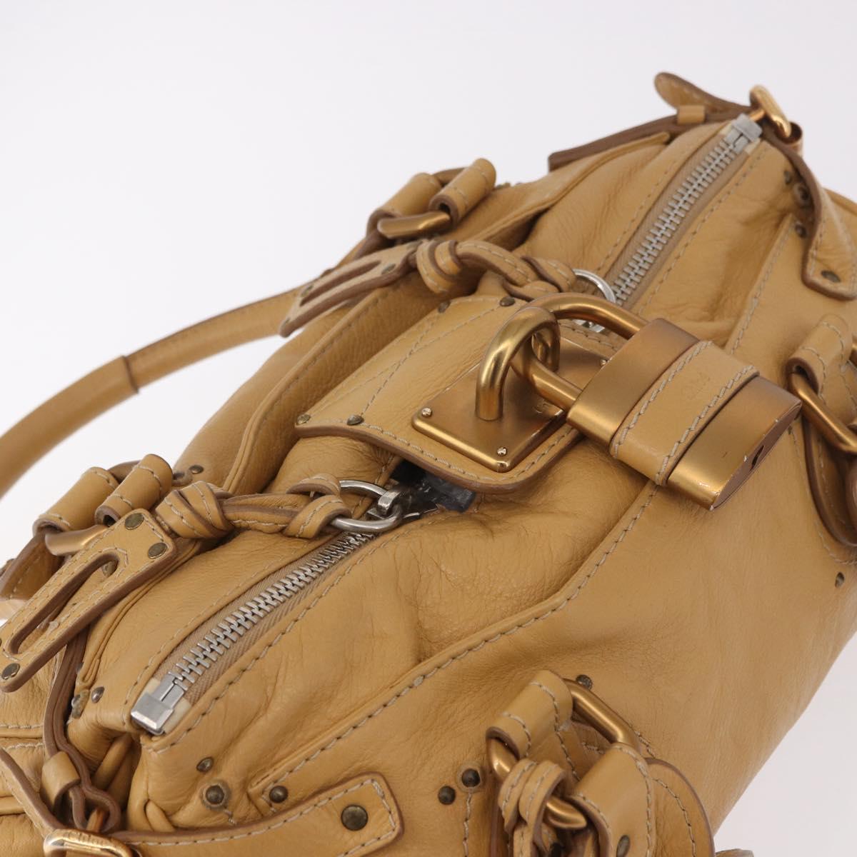 Chloe Paddington Hand Bag Leather Beige Gold Silver Auth am11920V