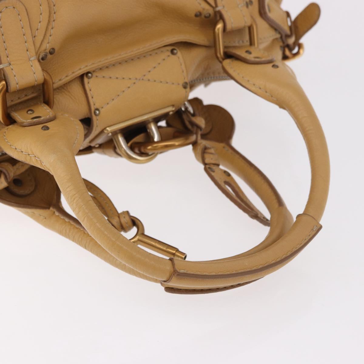 Chloe Paddington Hand Bag Leather Beige Gold Silver Auth am11920V