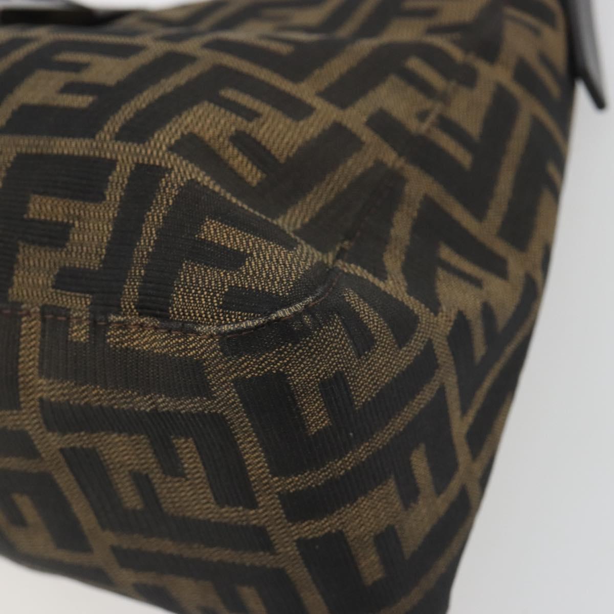 FENDI Zucca Canvas Mamma Baguette Shoulder Bag Black Brown Auth am11921A