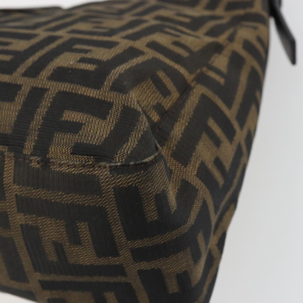 FENDI Zucca Canvas Mamma Baguette Shoulder Bag Black Brown Auth am11921A