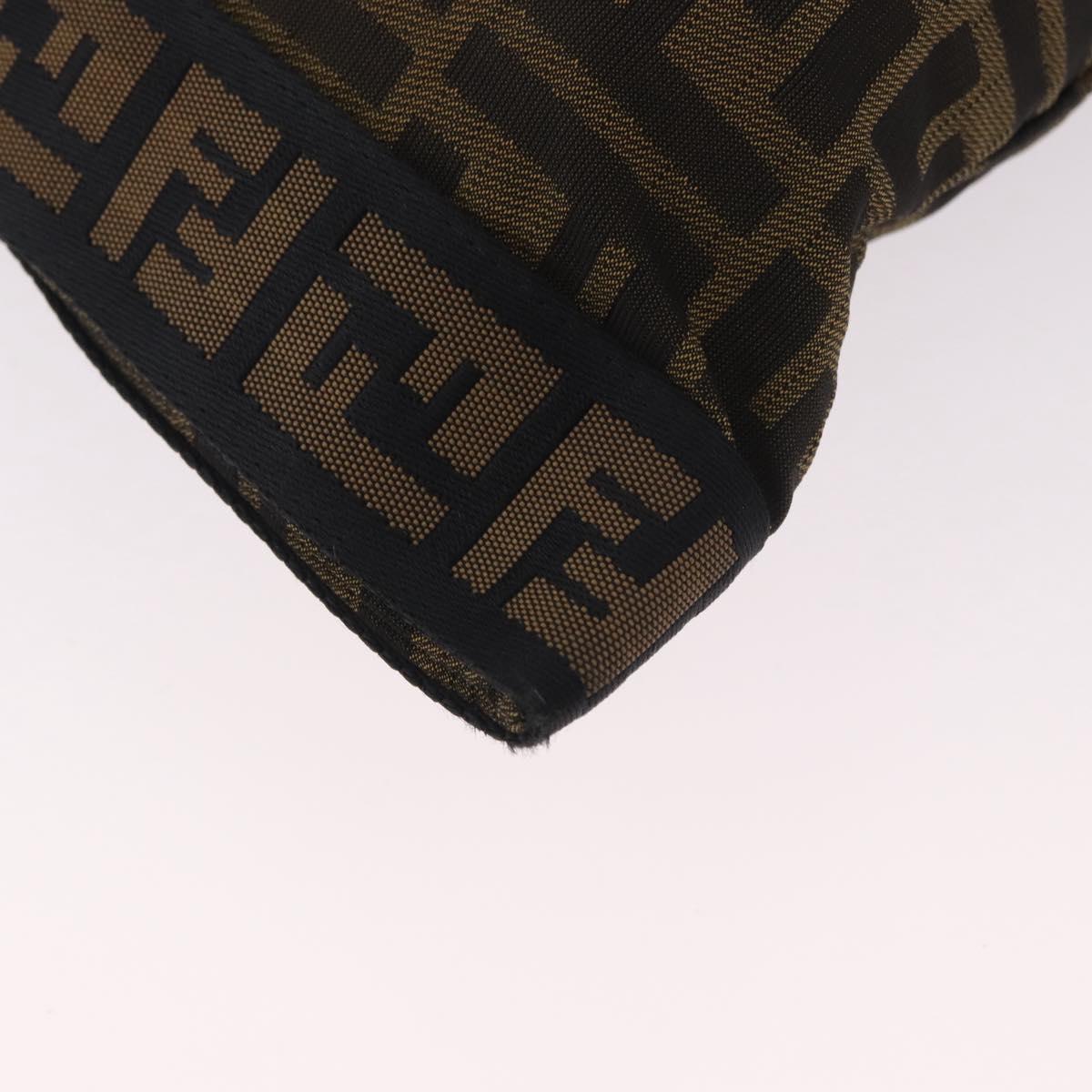 FENDI Zucca Canvas Shoulder Bag Black Brown Auth am11922V