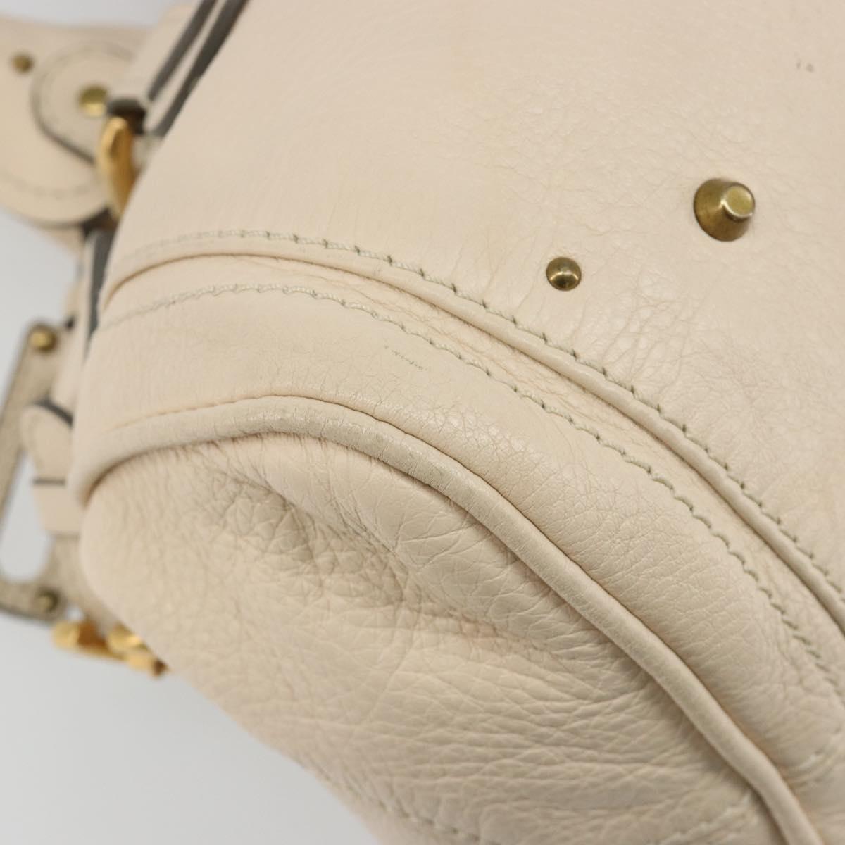 Chloe Paddington Hand Bag Leather Ivory Gold Silver Auth am11923V
