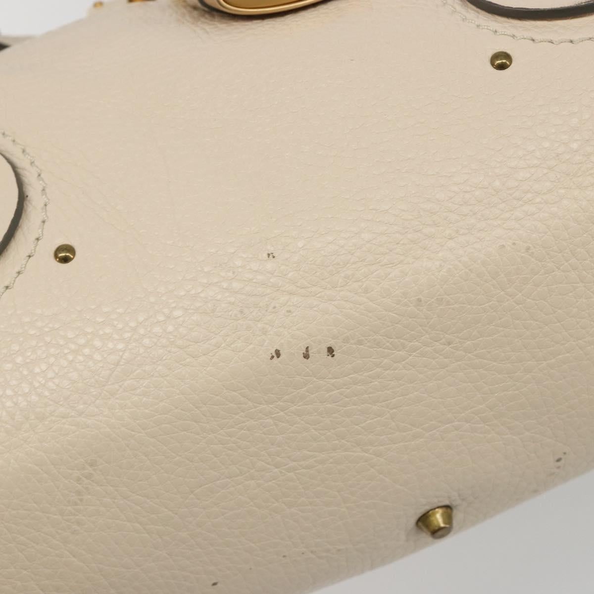 Chloe Paddington Hand Bag Leather Ivory Gold Silver Auth am11923V