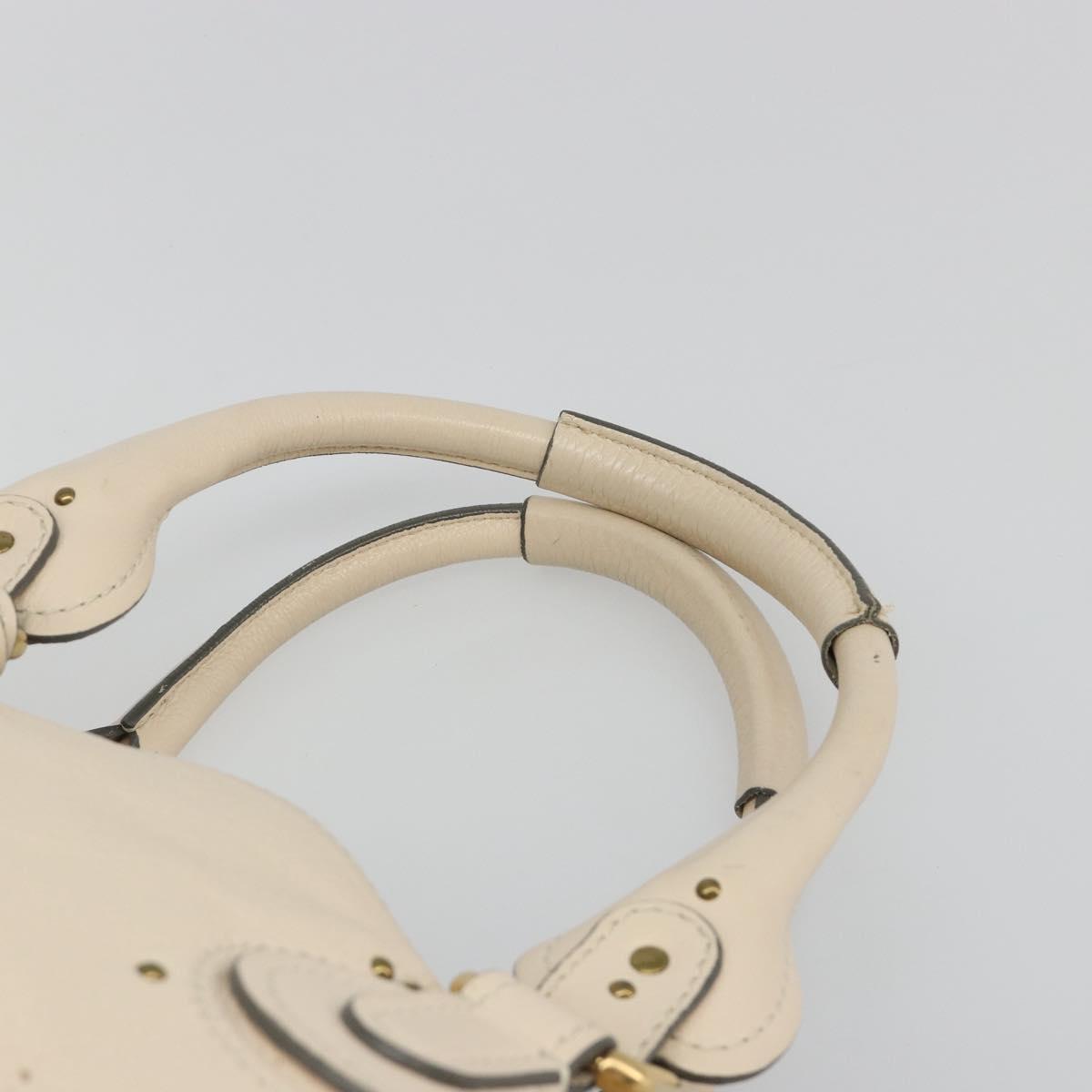 Chloe Paddington Hand Bag Leather Ivory Gold Silver Auth am11923V
