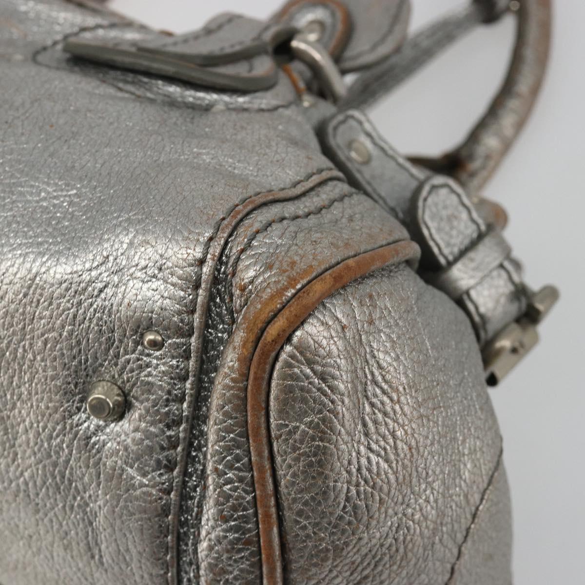 Chloe Paddington Hand Bag Leather Silver Auth am11924A