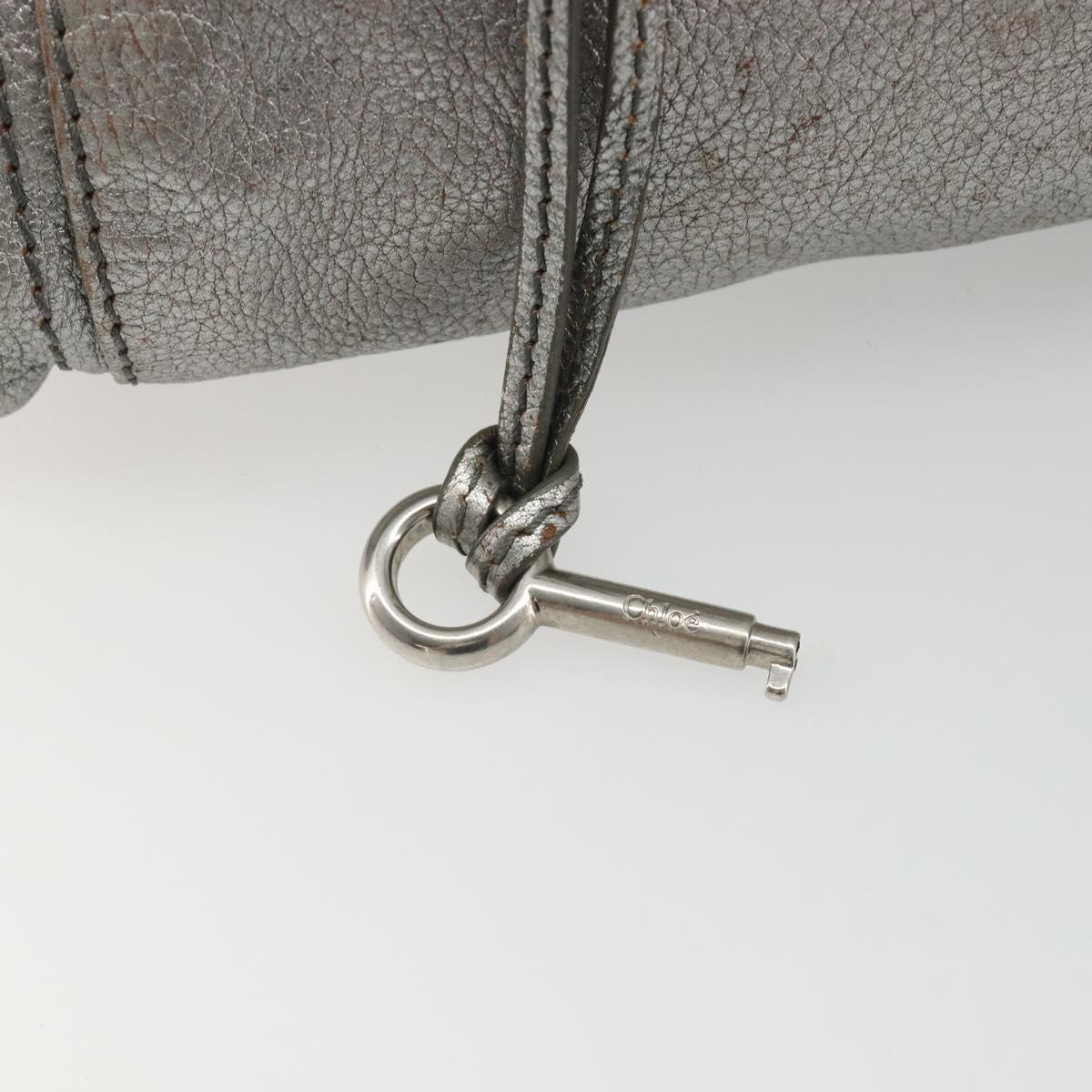 Chloe Paddington Hand Bag Leather Silver Auth am11924A
