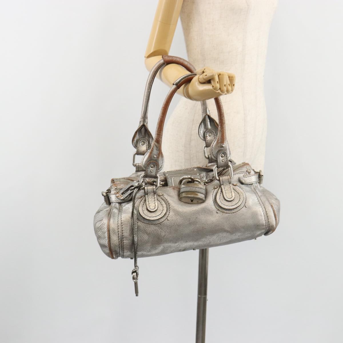 Chloe Paddington Hand Bag Leather Silver Auth am11924A