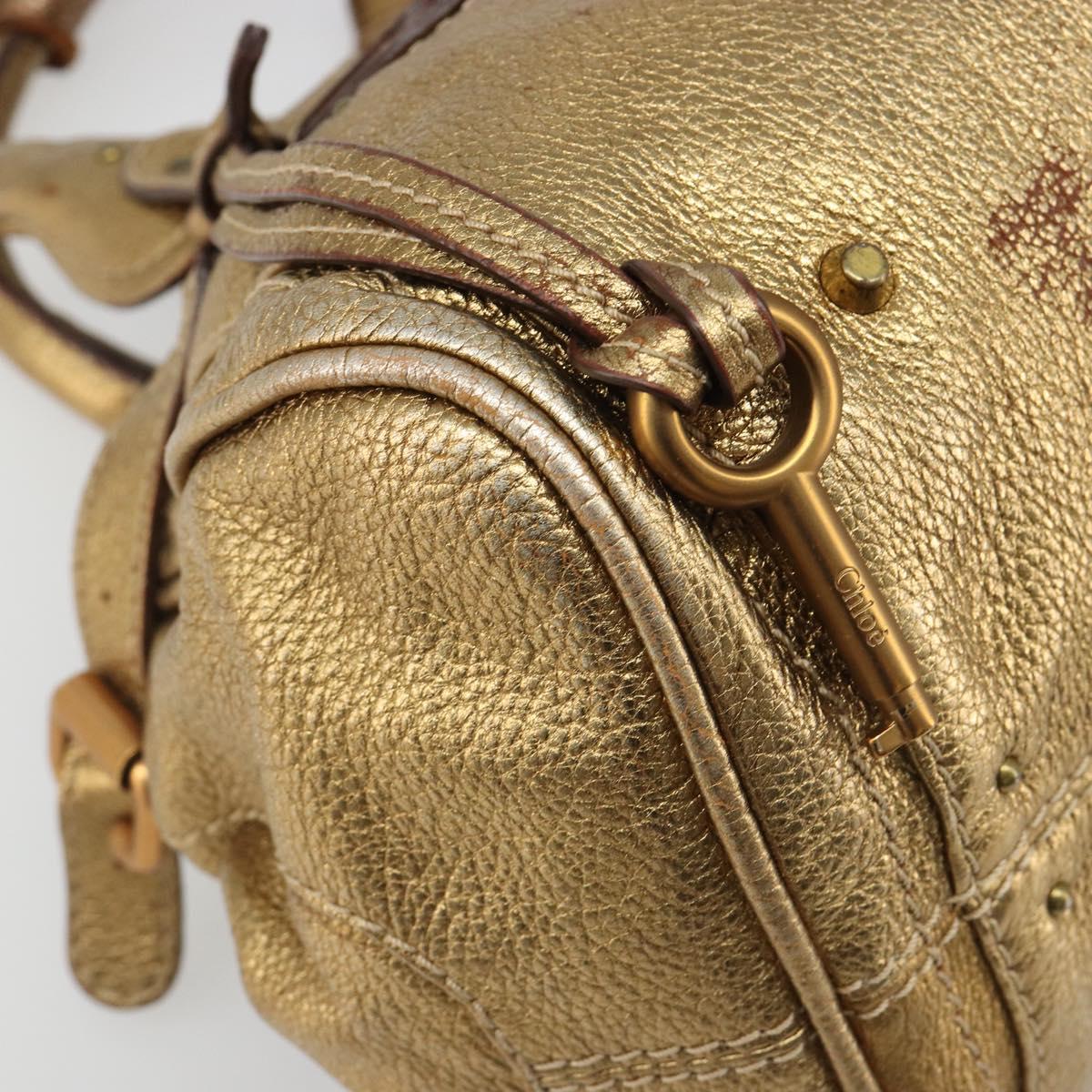Chloe Paddington Hand Bag Leather Gold Auth am11925A