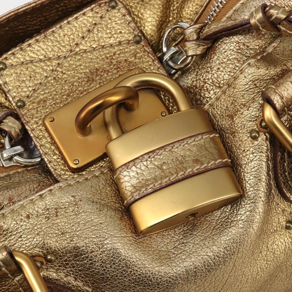 Chloe Paddington Hand Bag Leather Gold Auth am11925A