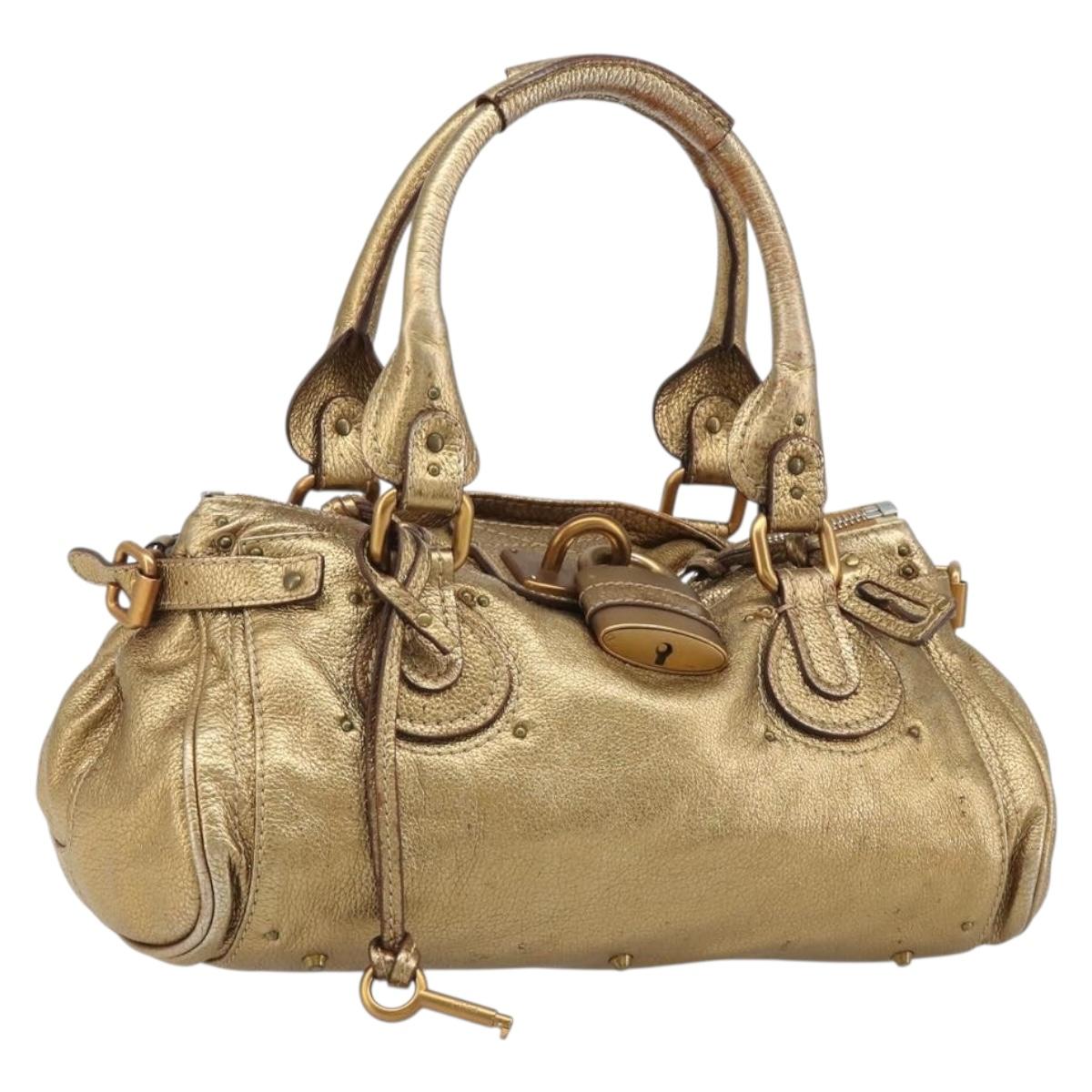 Chloe Paddington Hand Bag Leather Gold Auth am11925A
