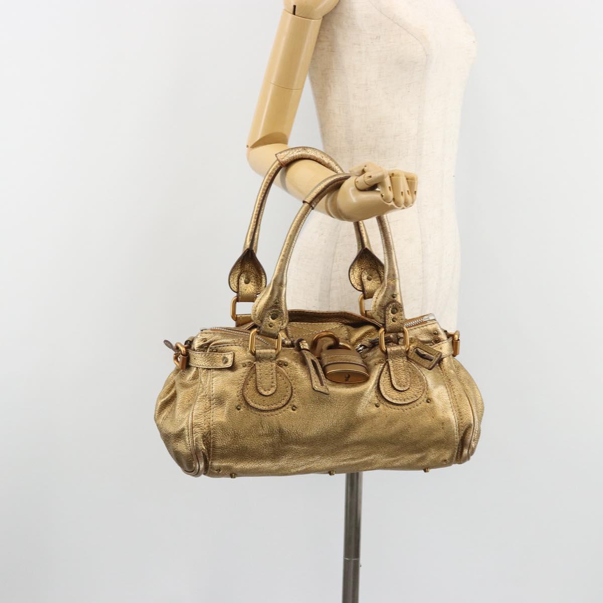 Chloe Paddington Hand Bag Leather Gold Auth am11925A