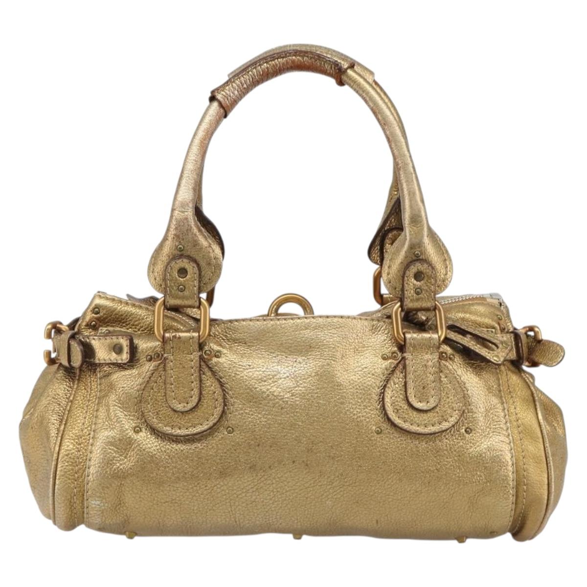 Chloe Paddington Hand Bag Leather Gold Auth am11925A