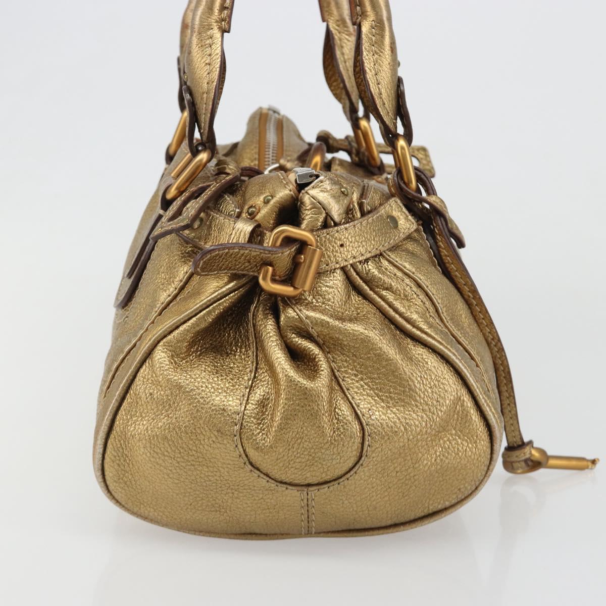Chloe Paddington Hand Bag Leather Gold Auth am11925A