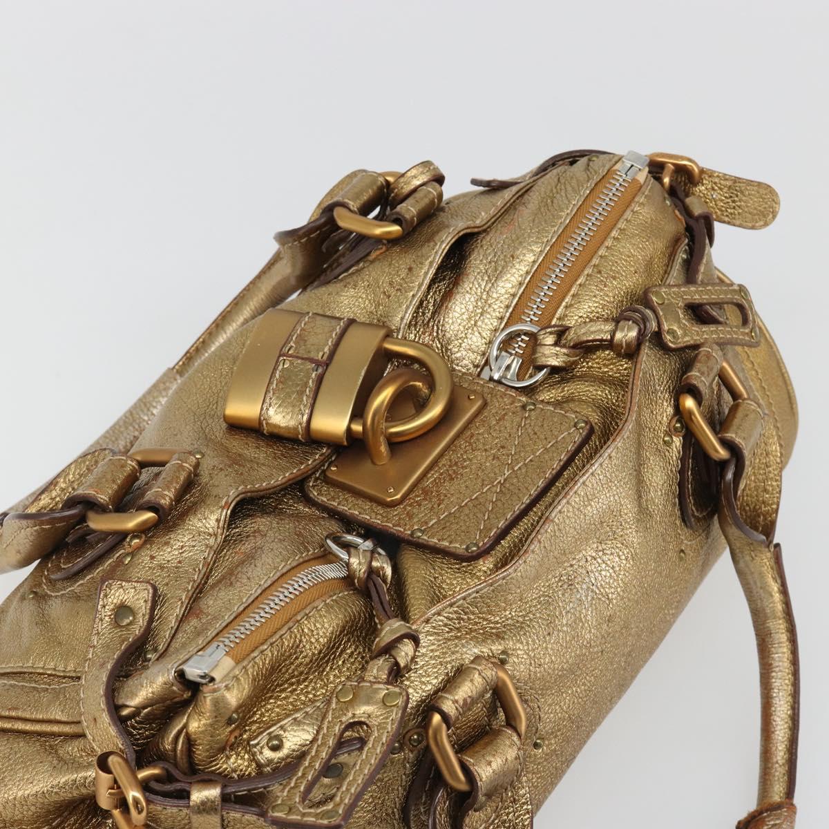 Chloe Paddington Hand Bag Leather Gold Auth am11925A
