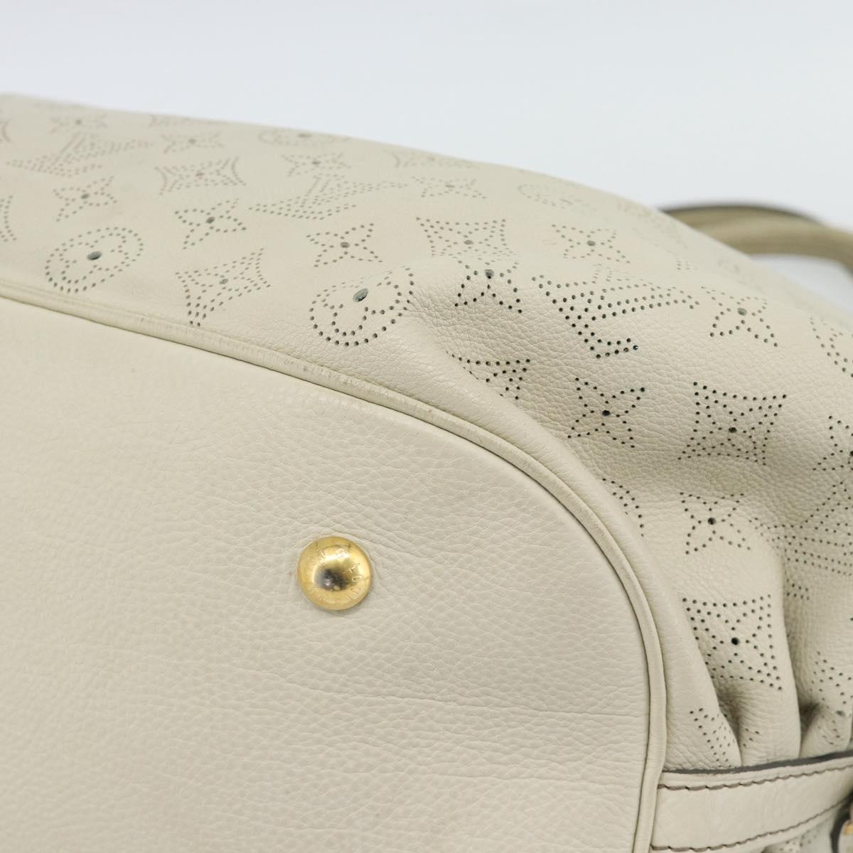 LOUIS VUITTON Punching Mahina XL Tote Bag Leather Beige M93978 LV Auth am11926V