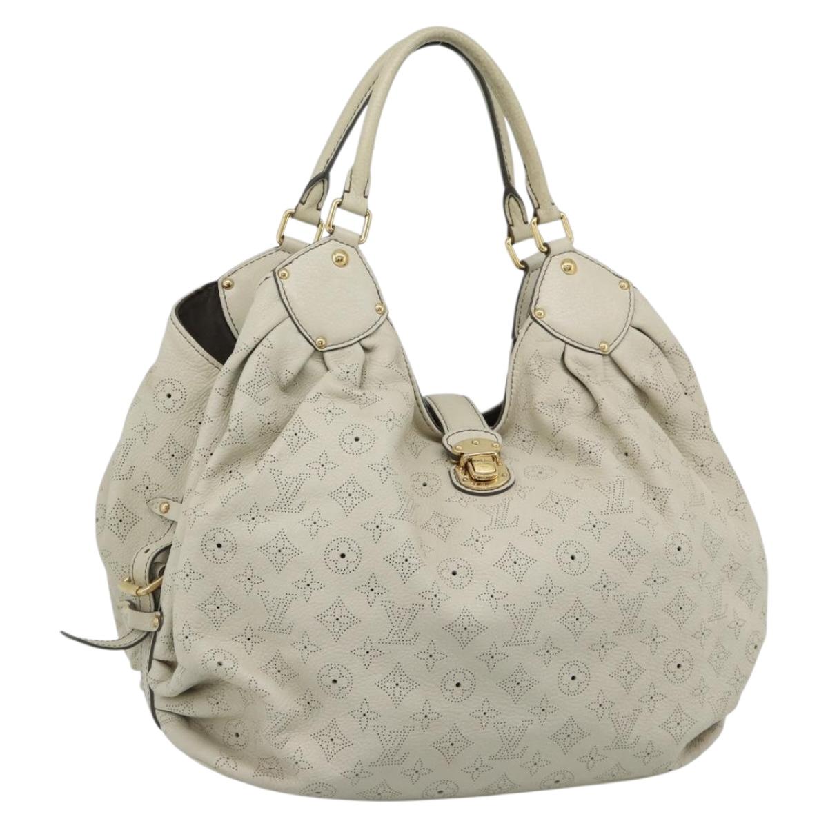 LOUIS VUITTON Punching Mahina XL Tote Bag Leather Beige M93978 LV Auth am11926V