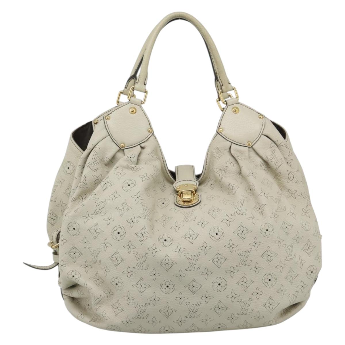 LOUIS VUITTON Punching Mahina XL Tote Bag Leather Beige M93978 LV Auth am11926V