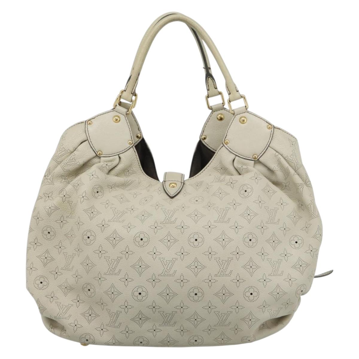 LOUIS VUITTON Punching Mahina XL Tote Bag Leather Beige M93978 LV Auth am11926V