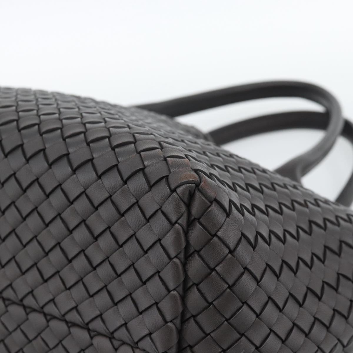 BOTTEGA VENETA INTRECCIATO Cabas PM Tote Bag Leather Dark Brown Auth am11927SM