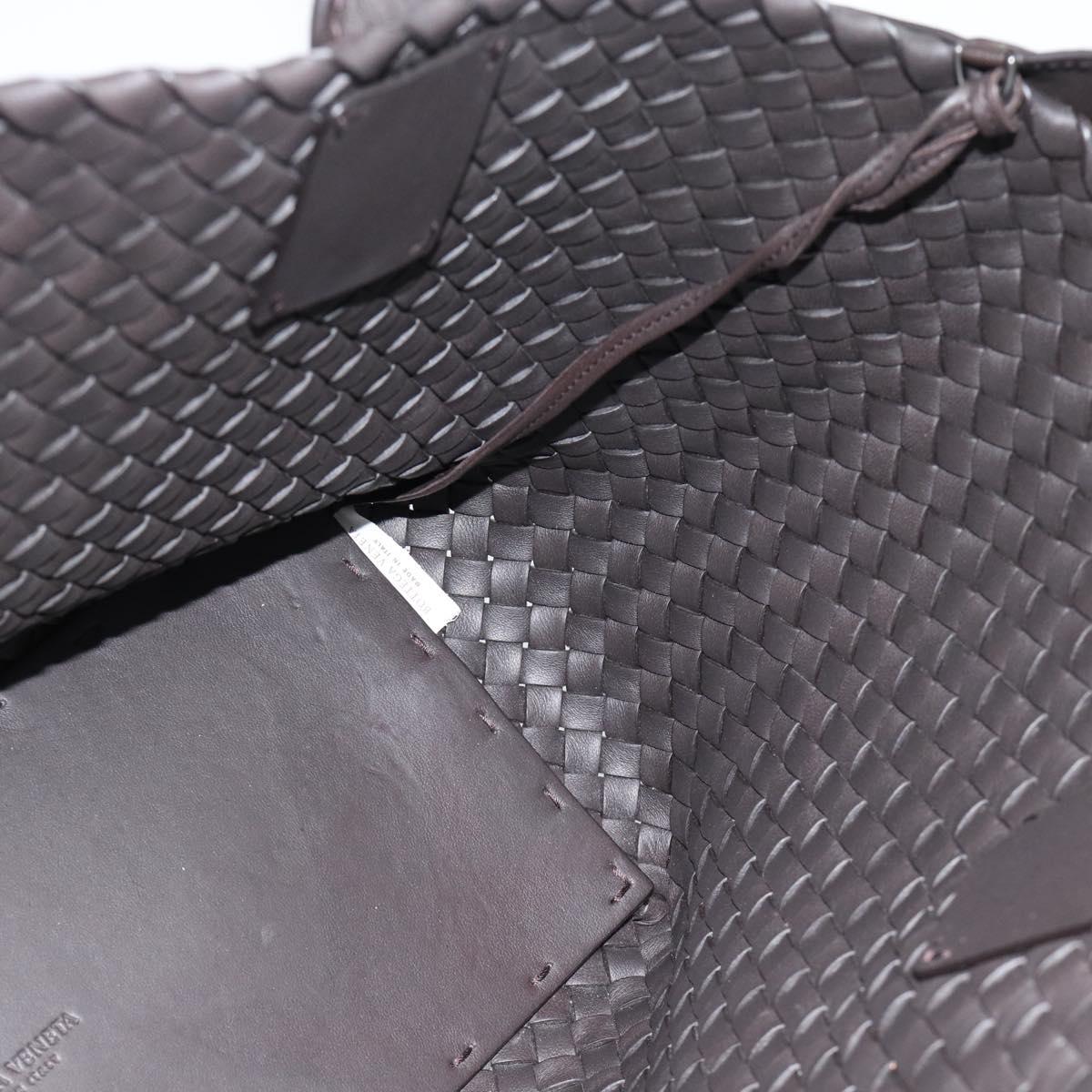 BOTTEGA VENETA INTRECCIATO Cabas PM Tote Bag Leather Dark Brown Auth am11927SM