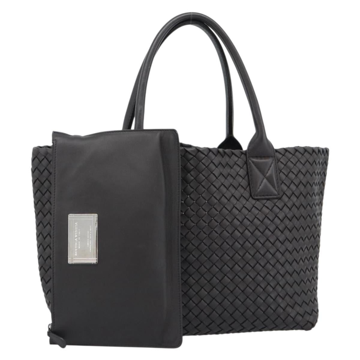 BOTTEGA VENETA INTRECCIATO Cabas PM Tote Bag Leather Dark Brown Auth am11927SM