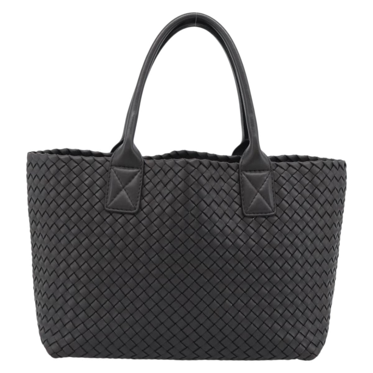 BOTTEGA VENETA INTRECCIATO Cabas PM Tote Bag Leather Dark Brown Auth am11927SM