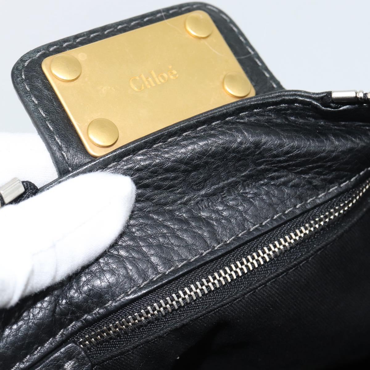 Chloe Paddington Hand Bag Leather Black Gold Silver Auth am11929M