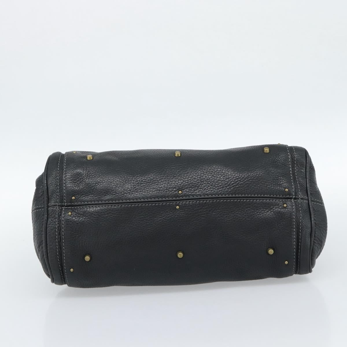 Chloe Paddington Hand Bag Leather Black Gold Silver Auth am11929M