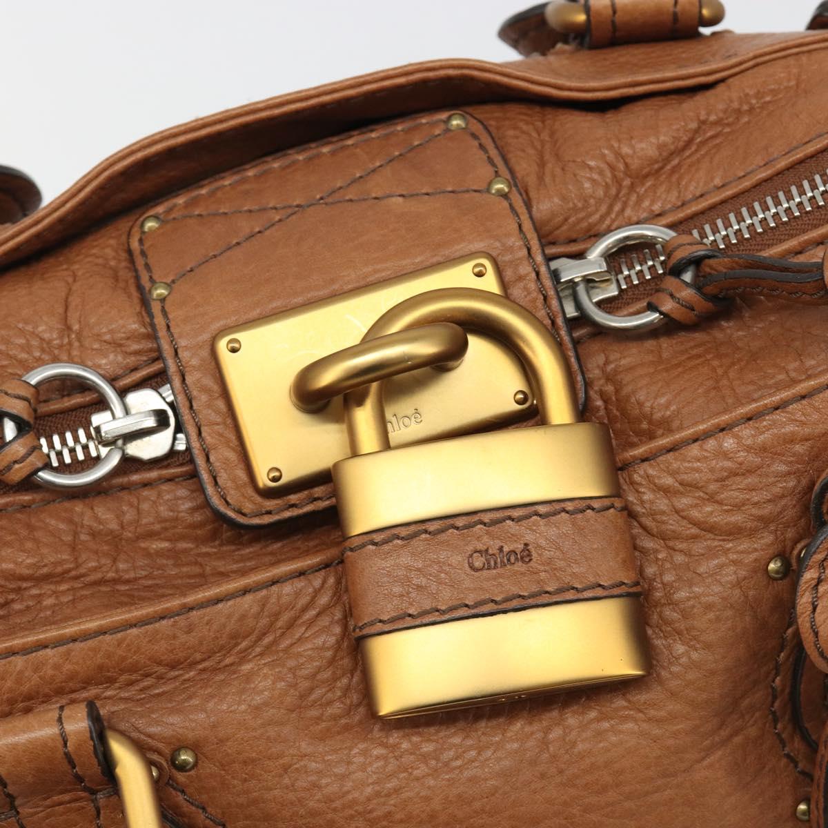 Chloe Paddington Hand Bag Leather Brown Gold Silver Auth am11930V