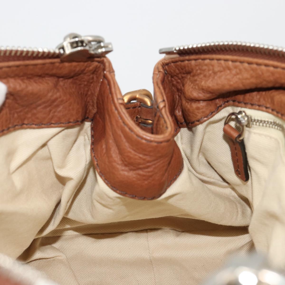 Chloe Paddington Hand Bag Leather Brown Gold Silver Auth am11930V