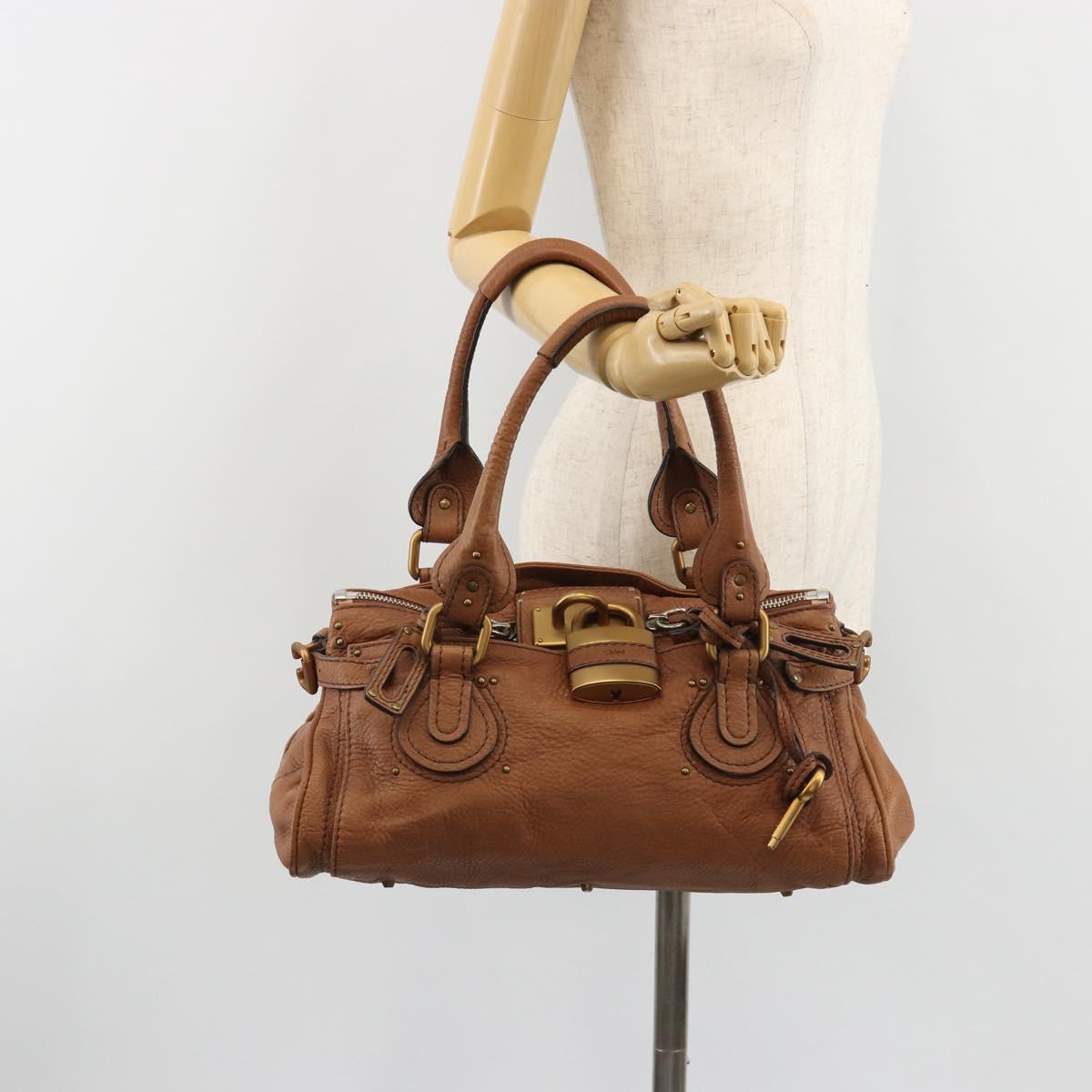 Chloe Paddington Hand Bag Leather Brown Gold Silver Auth am11930V