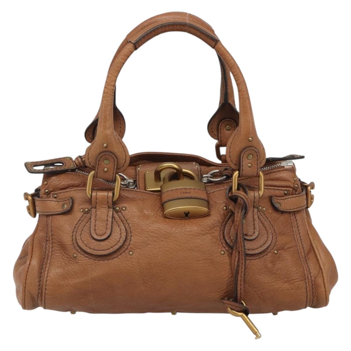 Chloe Paddington Hand Bag Leather Brown Gold Silver Auth am11930V