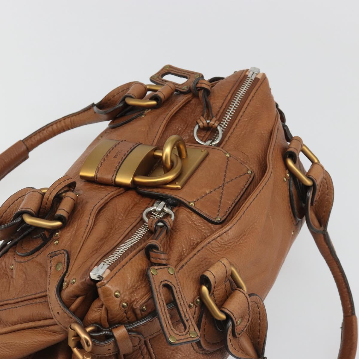 Chloe Paddington Hand Bag Leather Brown Gold Silver Auth am11930V