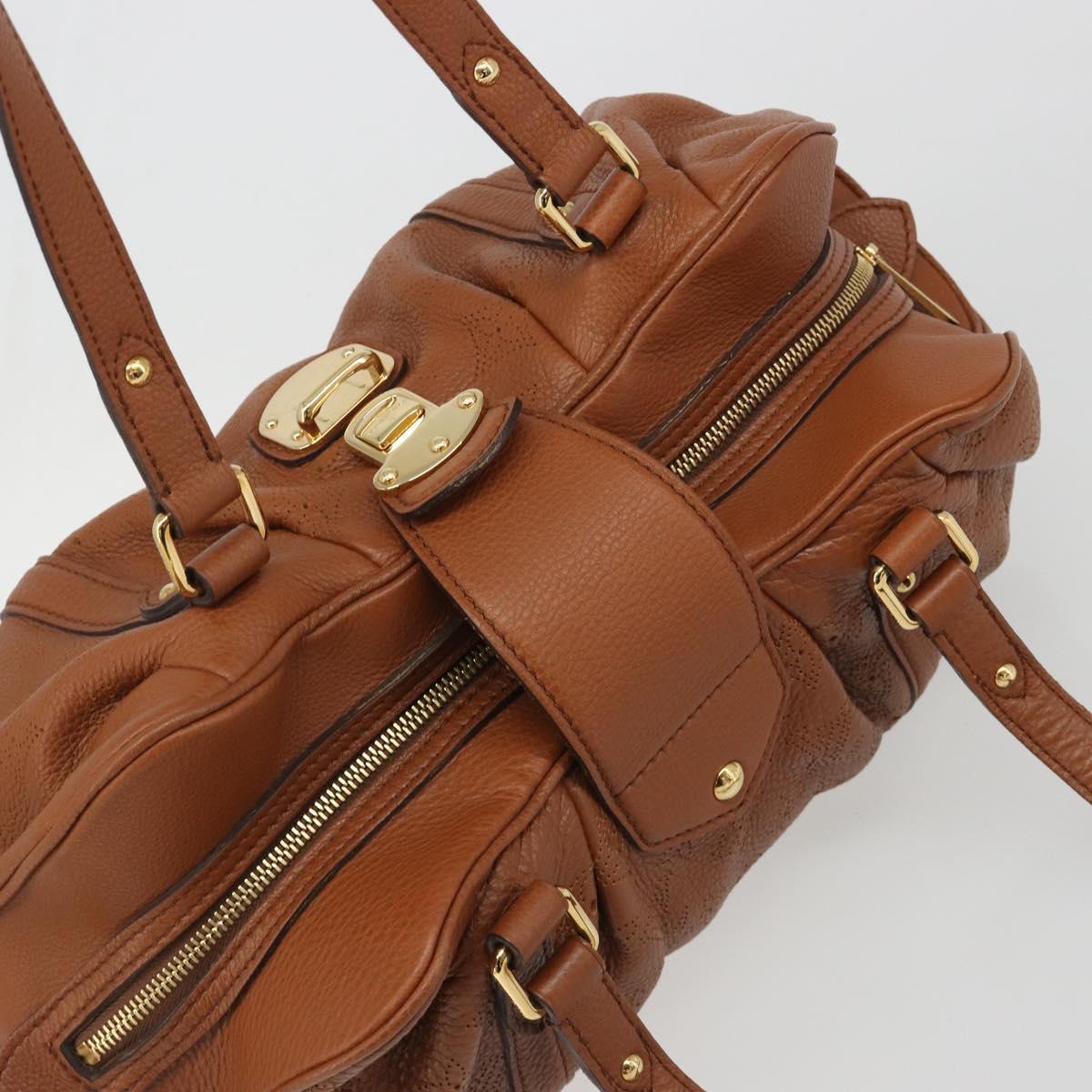 LOUIS VUITTON Mahina Runner PM Hand Bag Leather Brown M97052 LV Auth am11933V