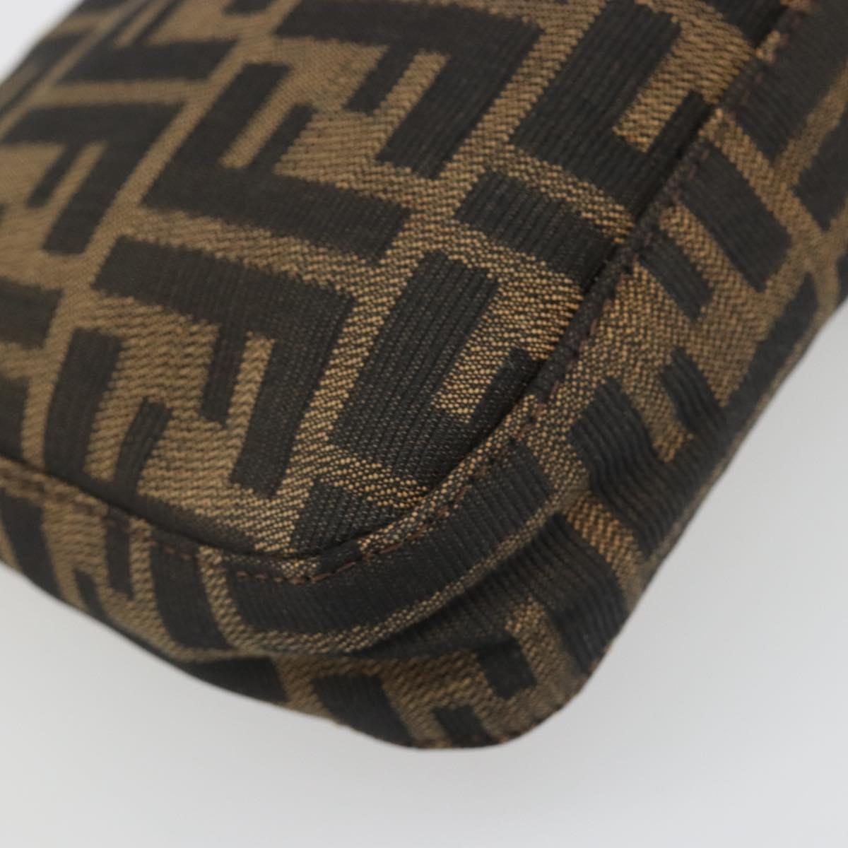 FENDI Zucca Canvas Mamma Baguette Shoulder Bag Black Brown Silver Auth am11936V