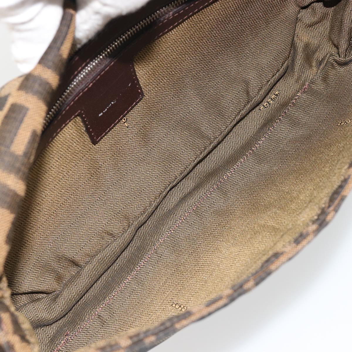 FENDI Zucca Canvas Mamma Baguette Shoulder Bag Black Brown Silver Auth am11936V