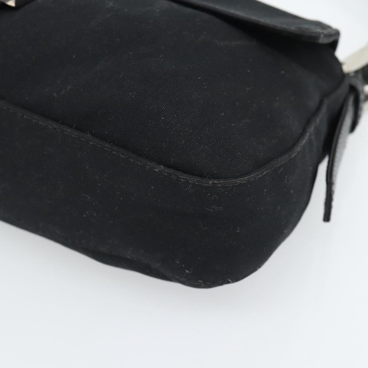 FENDI Mamma Baguette Hand Bag Cotton jersey Black Silver Auth am11937A