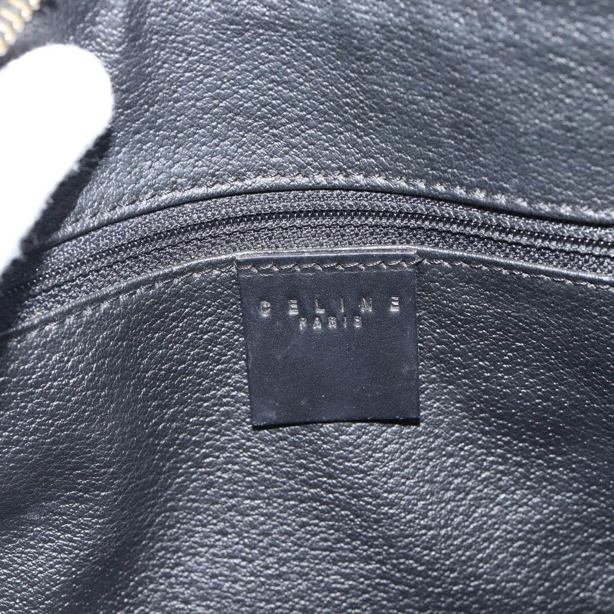 CELINE Macadam Canvas Boston Bag PVC Leather Black Gold Auth am11938V