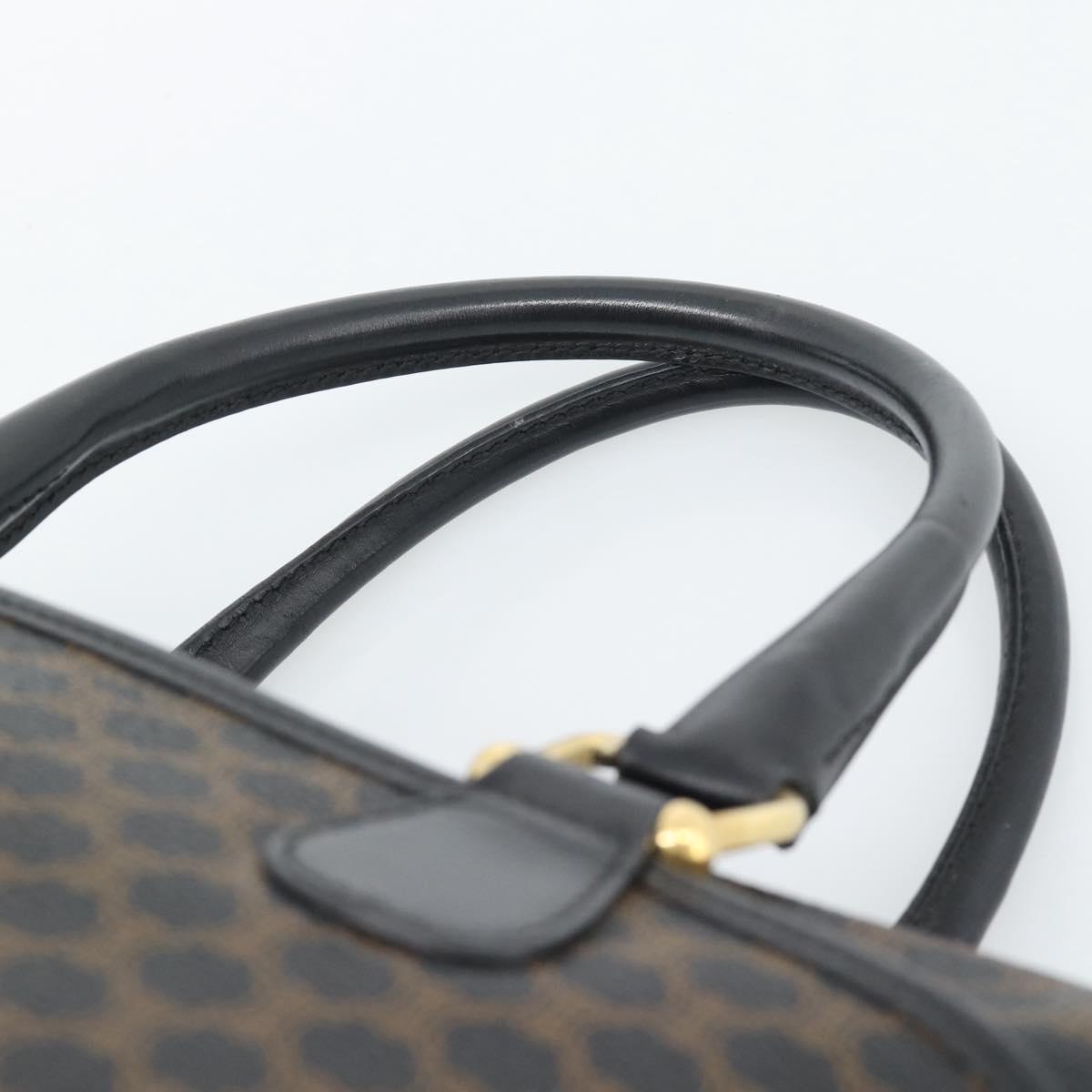 CELINE Macadam Canvas Boston Bag PVC Leather Black Gold Auth am11938V