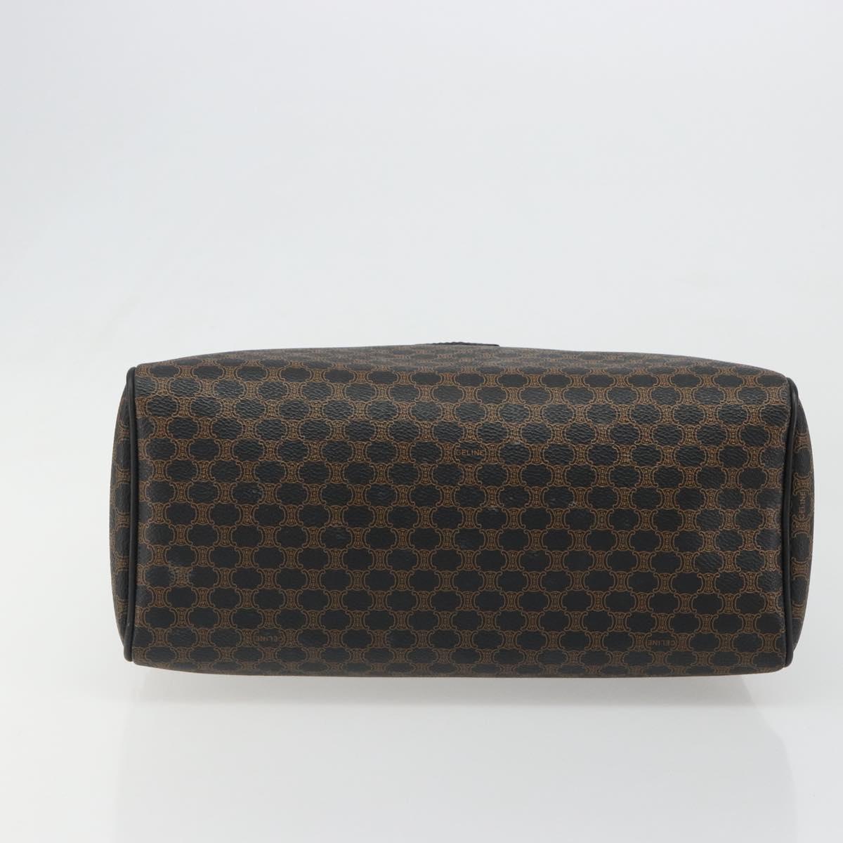 CELINE Macadam Canvas Boston Bag PVC Leather Black Gold Auth am11939V