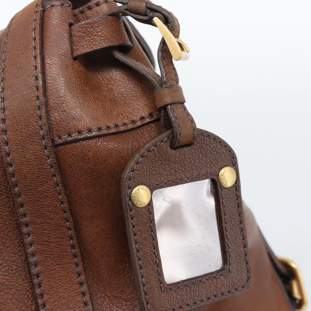 PRADA Ready Lock Tote Bag Leather Brown Gold Auth am11940V