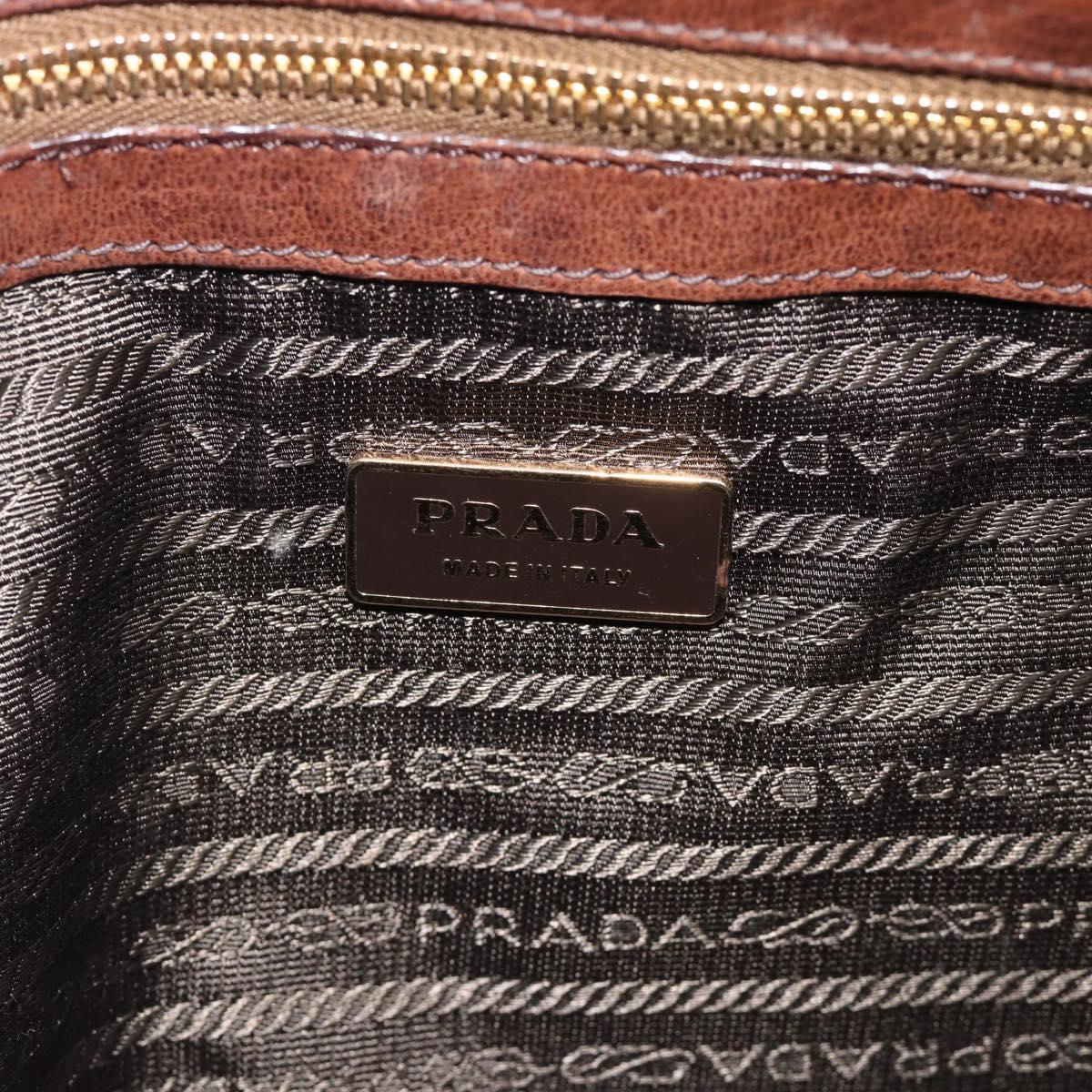 PRADA Ready Lock Tote Bag Leather Brown Gold Auth am11940V