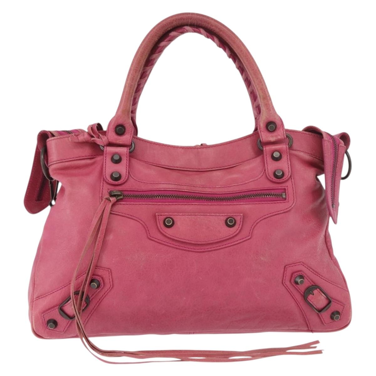 BALENCIAGA The Town Hand Bag Leather 2way Pink 240579 Auth am11942V