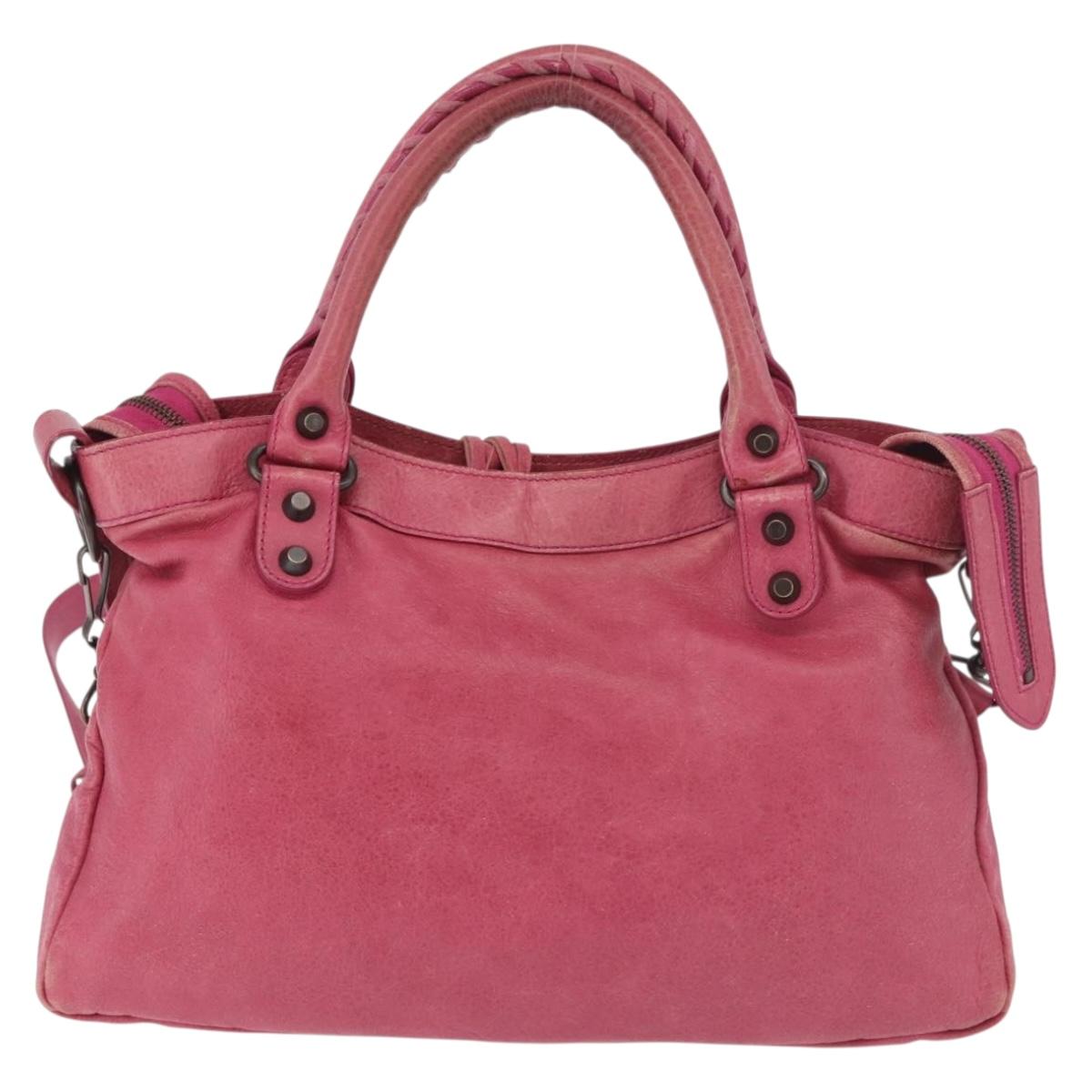 BALENCIAGA The Town Hand Bag Leather 2way Pink 240579 Auth am11942V