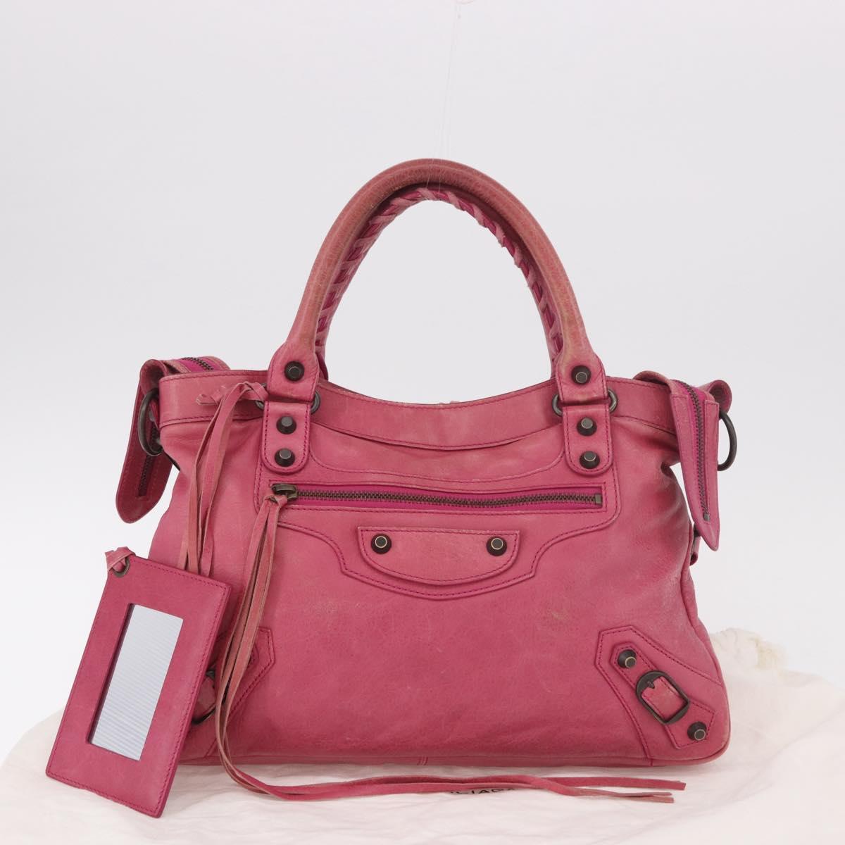 BALENCIAGA The Town Hand Bag Leather 2way Pink 240579 Auth am11942V