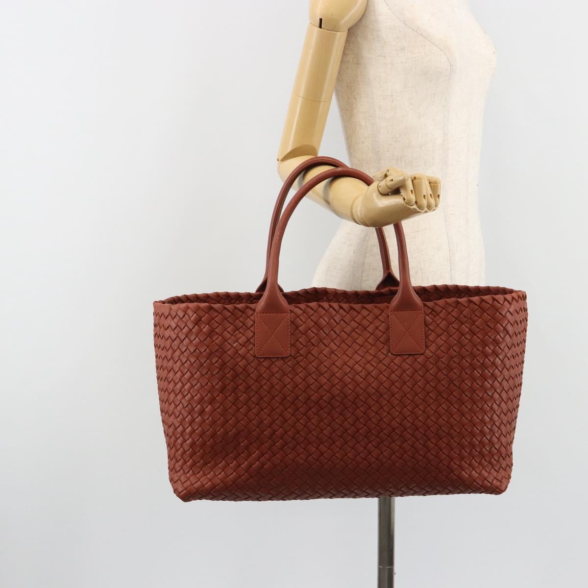 BOTTEGA VENETA INTRECCIATO Cabas MM Tote Bag Leather Brown 115664 Auth am11943SM