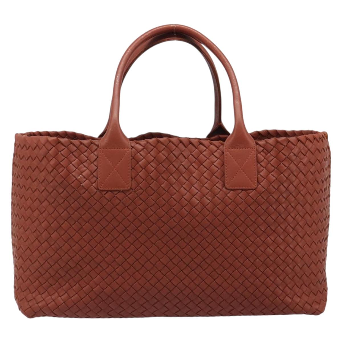 BOTTEGA VENETA INTRECCIATO Cabas MM Tote Bag Leather Brown 115664 Auth am11943SM