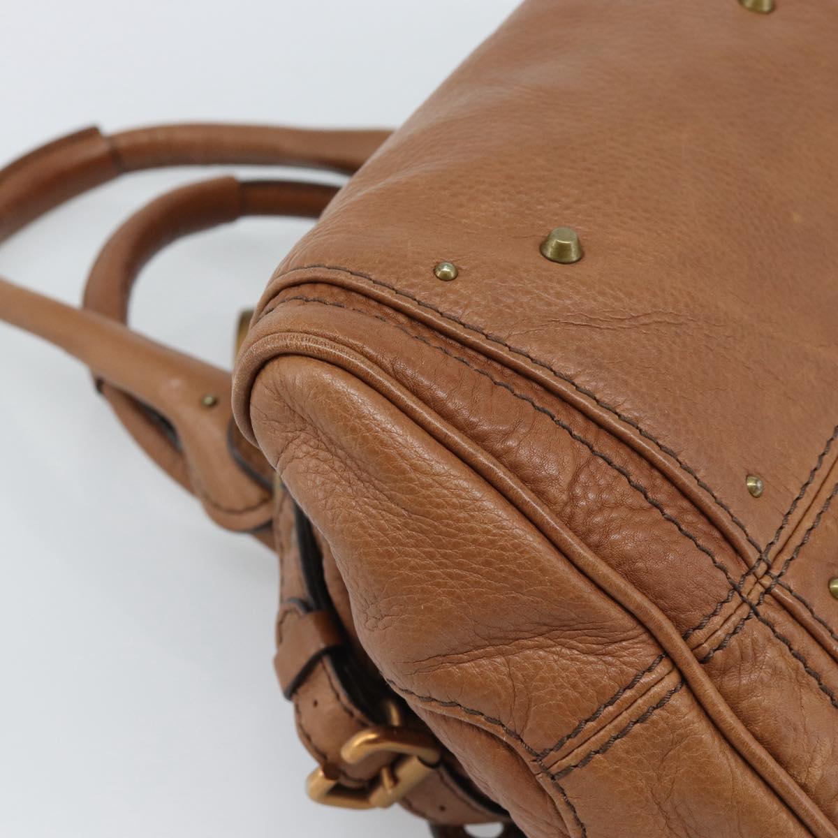 Chloe Paddington Hand Bag Leather Brown Gold Silver Auth am11945V