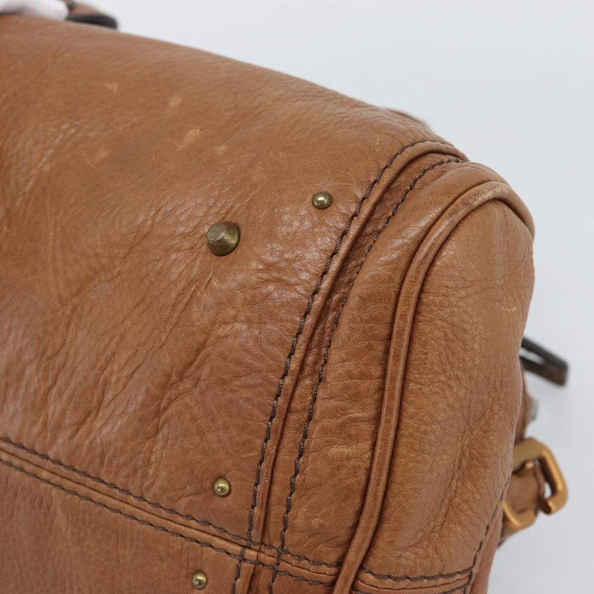 Chloe Paddington Hand Bag Leather Brown Gold Silver Auth am11945V