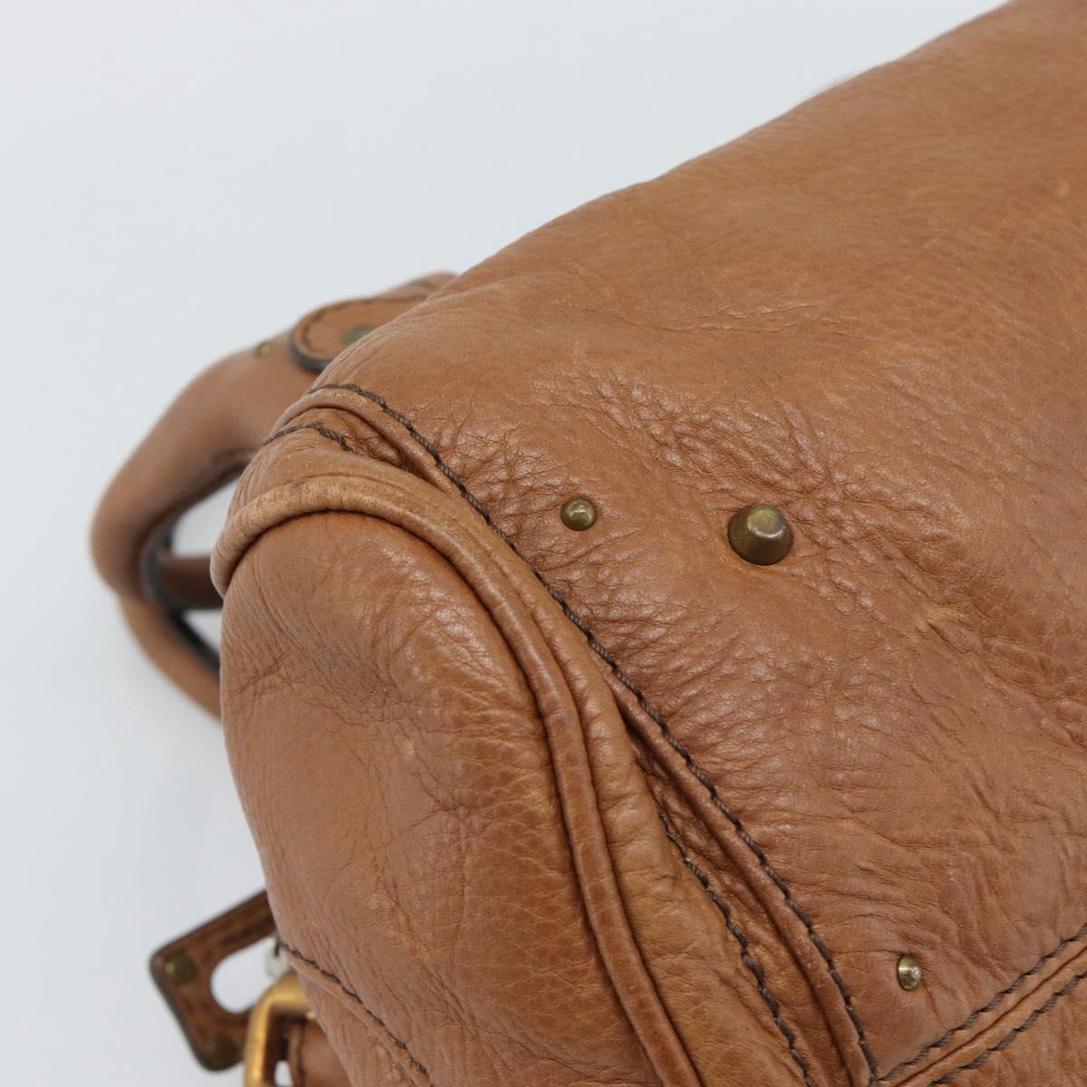 Chloe Paddington Hand Bag Leather Brown Gold Silver Auth am11945V